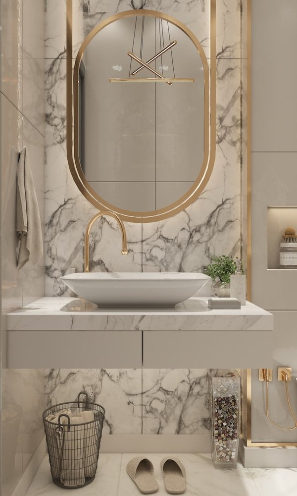 How can you maximize space in a tiny bathroom?